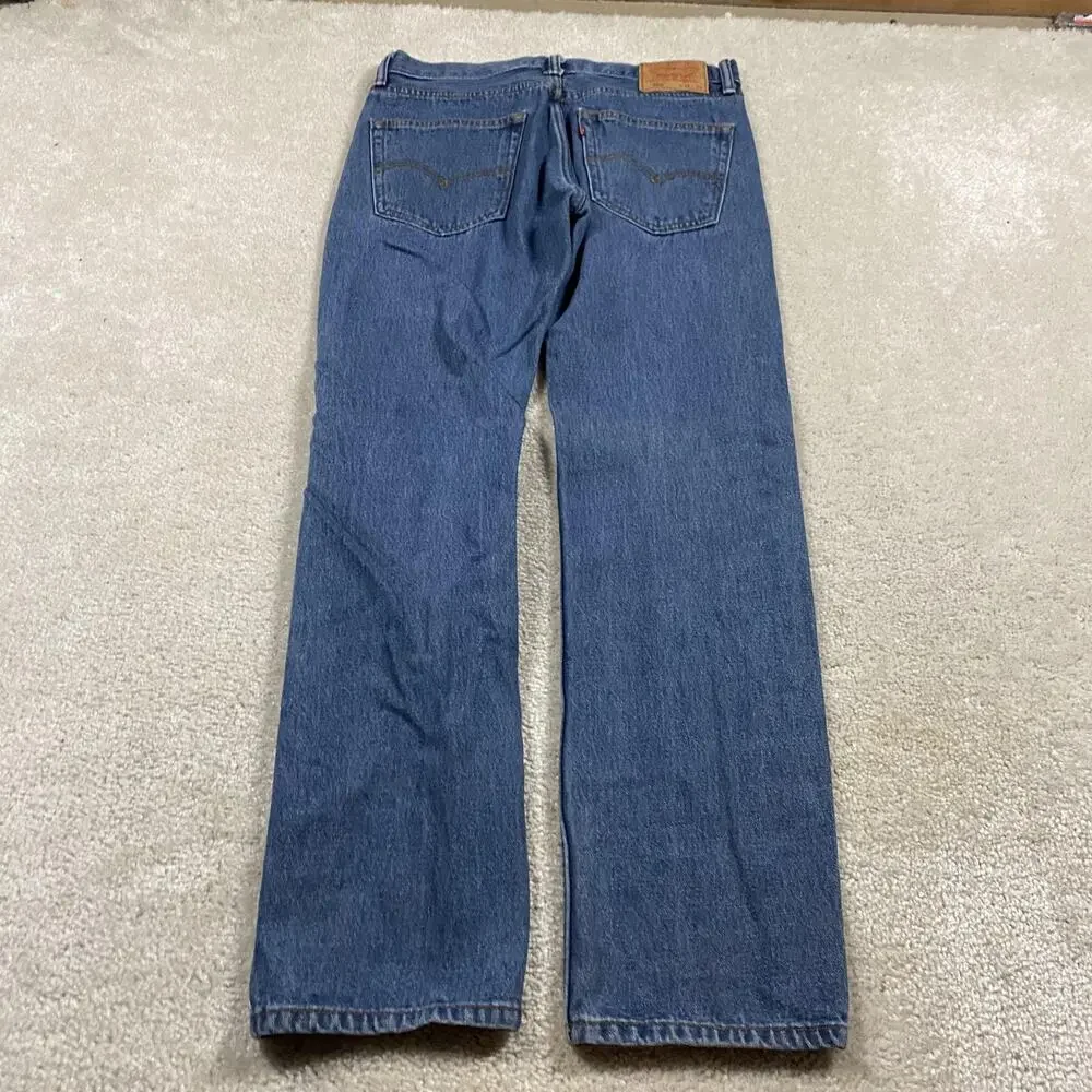 Levis 505 Jeans Mens 31x32 Blue Medium Wash Straight Zip Fly Regular Fit Denim